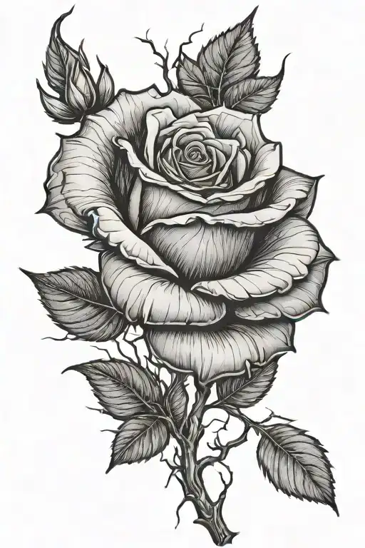 Rose Growing From Crack Rose Growing Back Piece Featuring Lighting