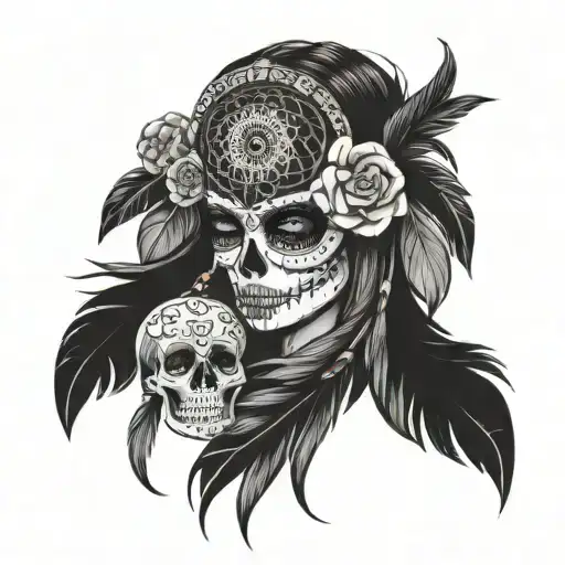 Dream Catcher Sugar Skull Aztec Headress