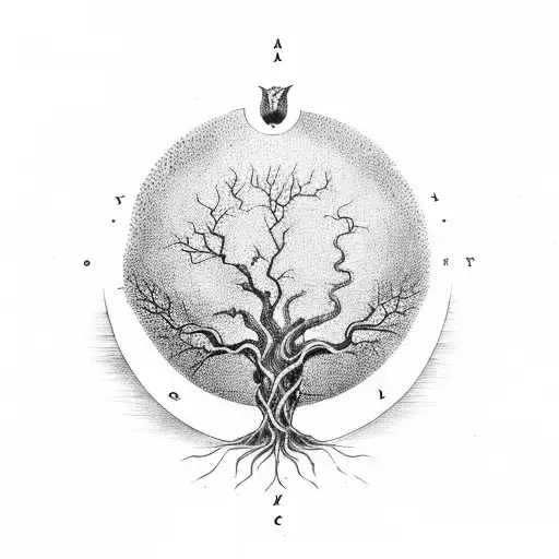 Yggdrasil Tree With Two Crow In The Roote A Wikingcompass