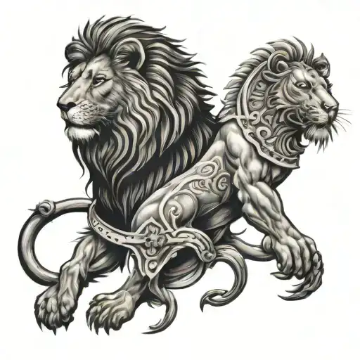 Lion And Guerrie Spartiate