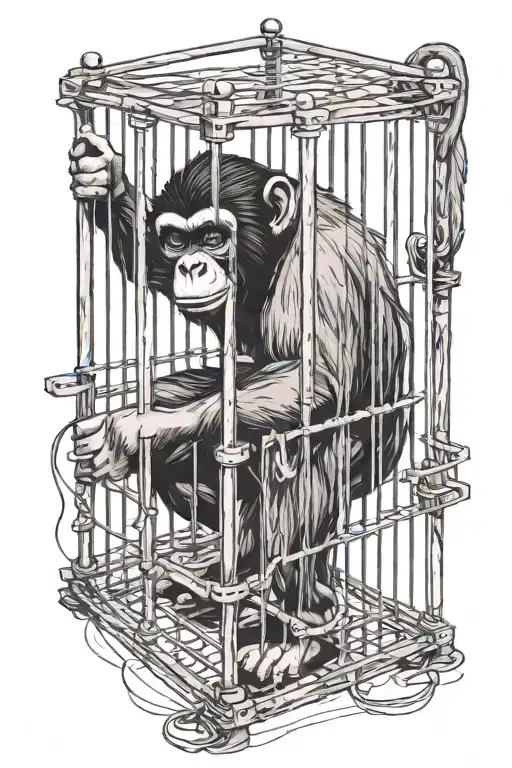 Evil Mean Monkey In A Cage Trying To Get Out
