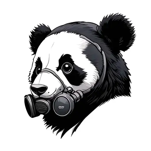 Panda Wearing Gas Mask Sleeve