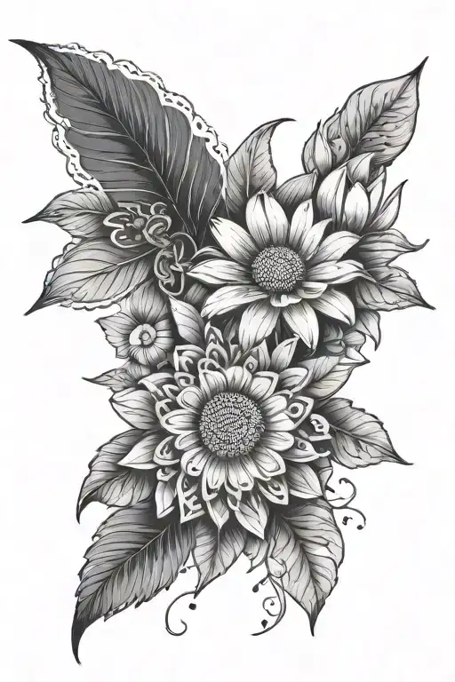 Feminine Nature With Daisy And Mandala