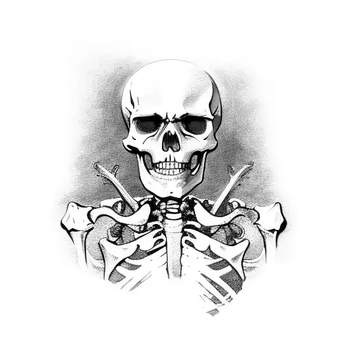 Skeleton Appears From Dark