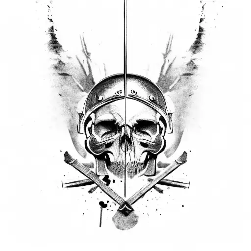 Decaying Skull With Spartan Helmet