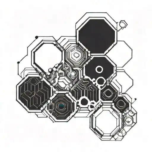 Hexagons Black Linework Minimalistic