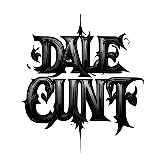 Symbiogram With Dale As Right Side Up And Cunt As Upside Down In A Pretty Cursive Font