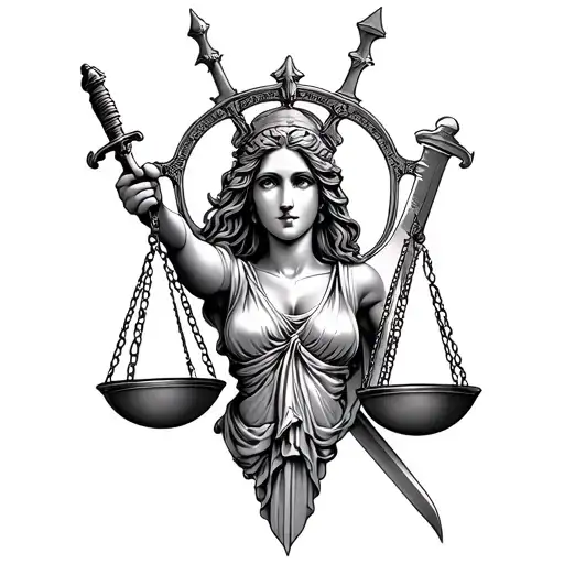 Lady Justice Scales And Sword