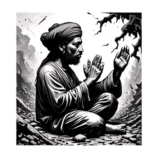 Black Muslim Praying In Earthquake