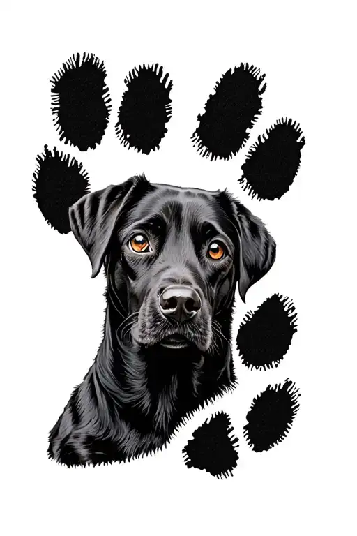 Black Lab Dog Eyes In Pawprint