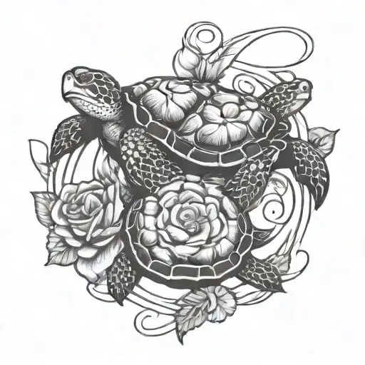 Seaturtle Roses Entwined Infinity Symbol Made