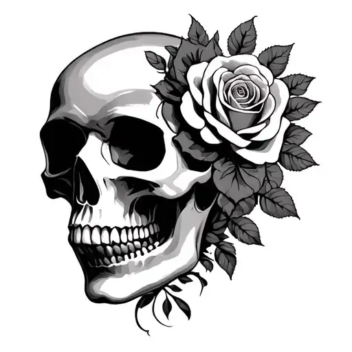 Skull And Roses Female Skull Wife Husband Skull Adorned