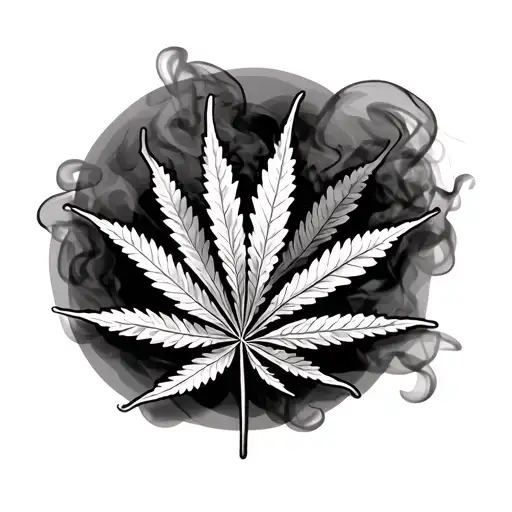 Weed Leaf With Smoke Background
