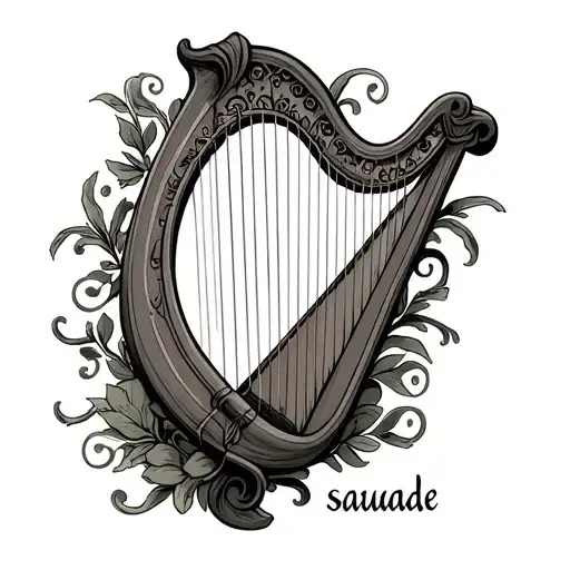 Saudade Written Below An Irish Harp