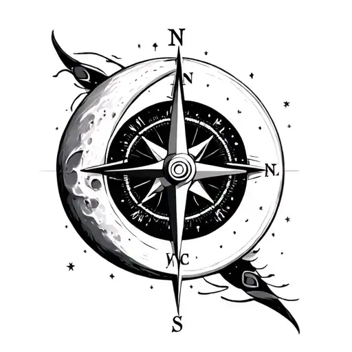 Compass And Moon Merging Together