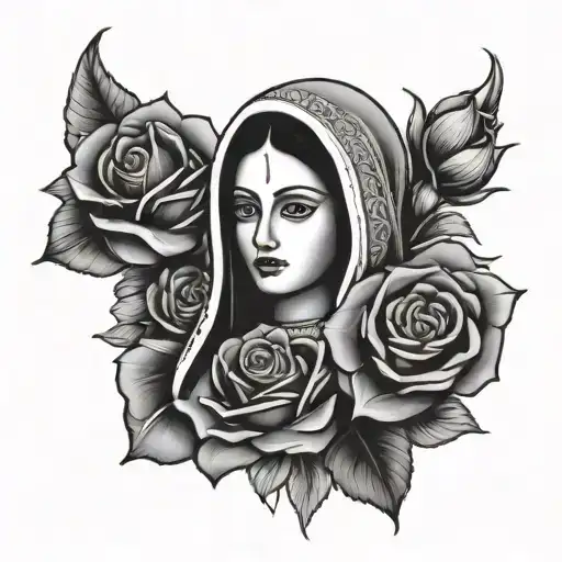 Lady Of Guadalupe Mexican With Roses