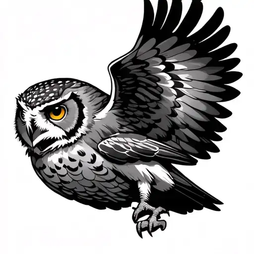 Flying Owl With Mouth Open