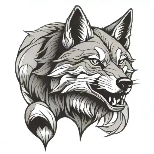 Simple Japanese Wolf Head