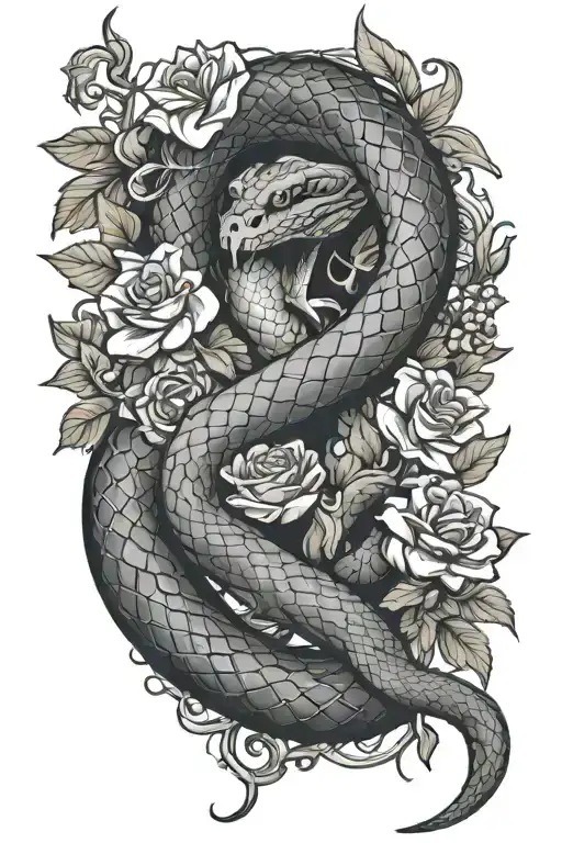 Snake And Flowers With 777 Angel Number