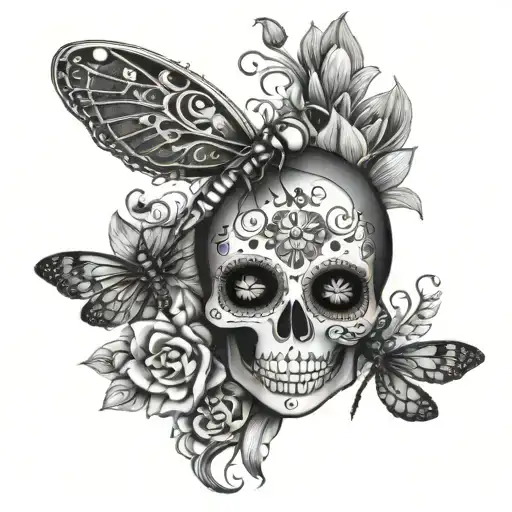 Sugar Skull Dragonfly Mother