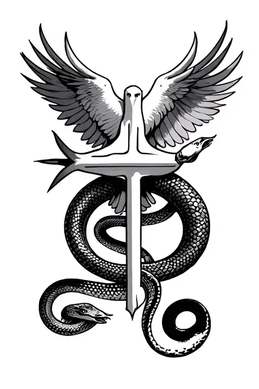 Dove And Snake With Cross Surrounded