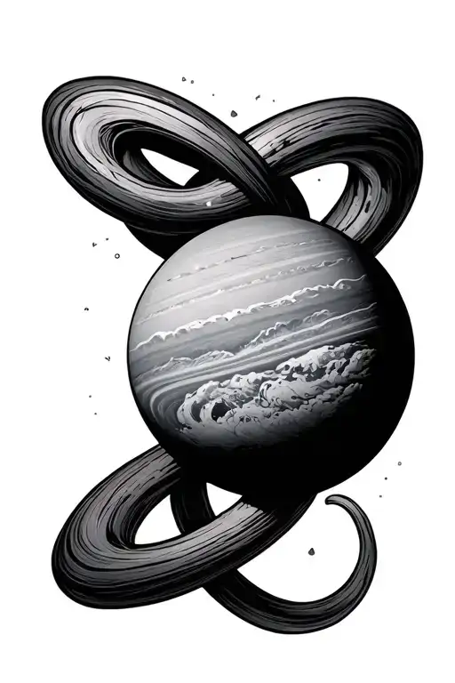 Planet With 3 Rings Intertwined