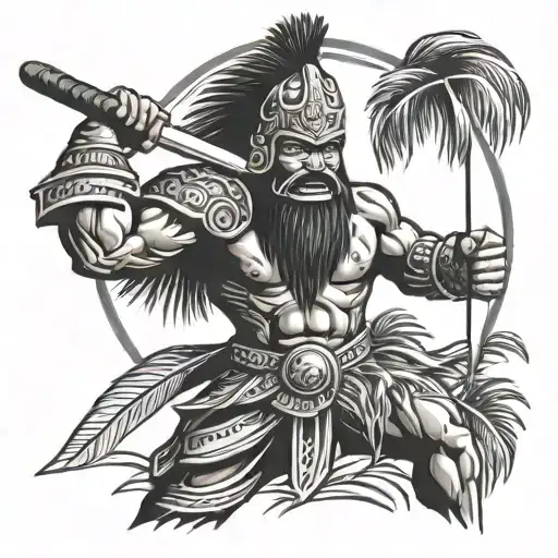 Lapu Lapu Filipino Warrior Battling With Machete