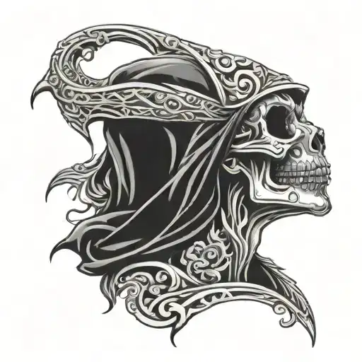 Grim Reaper Kissing Chicano Tattoo Face Women
