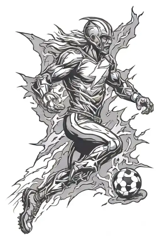 Football And Lightning Bolt Striking