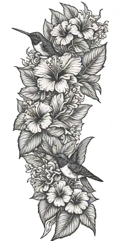 Hummingbird Leaves Tropical Hibiscus