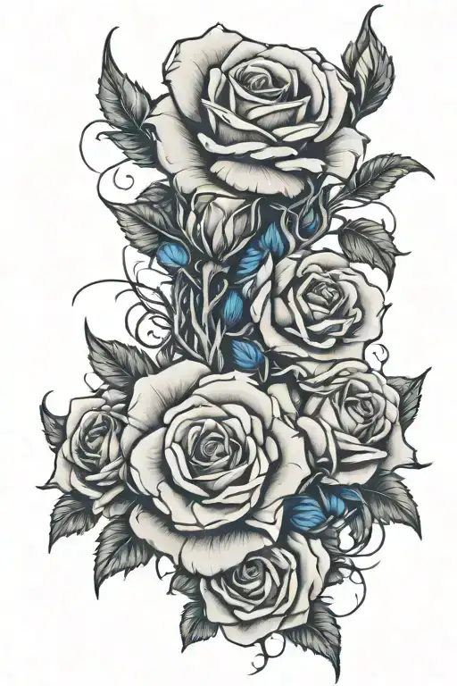 Thorns Coming Out Of A Crown And The Thorns Blooms Blue Roses Arm Sleeve