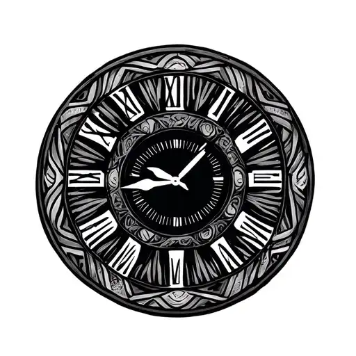 Round Clock With Pattern Incorporating Geometric Elements