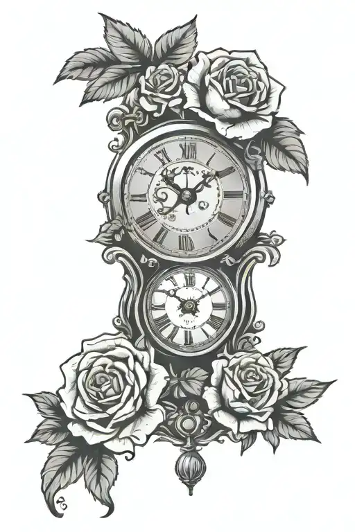 Clock And 2 Roses Traditional Style