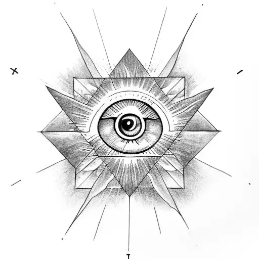 All Seeing Eye In A Triangle With Sun Rays
