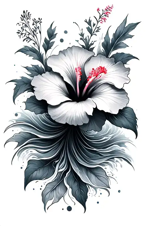 Hibiscus And Ocean Wave