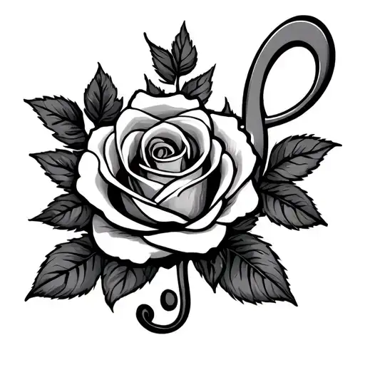 Treble Clef Wrapped With A Rose