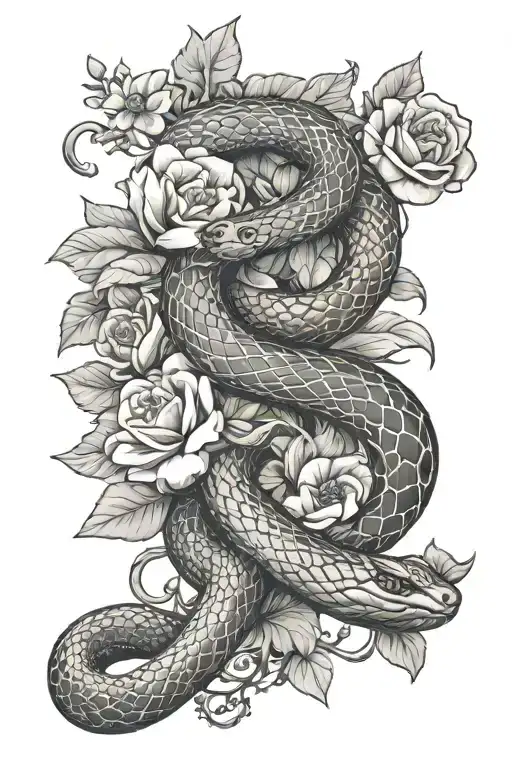 Small Snake And Flowers With 777 Angel Number 7