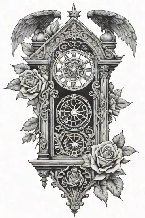 Cuckoo Clock Gothic Cathedral Rose Window