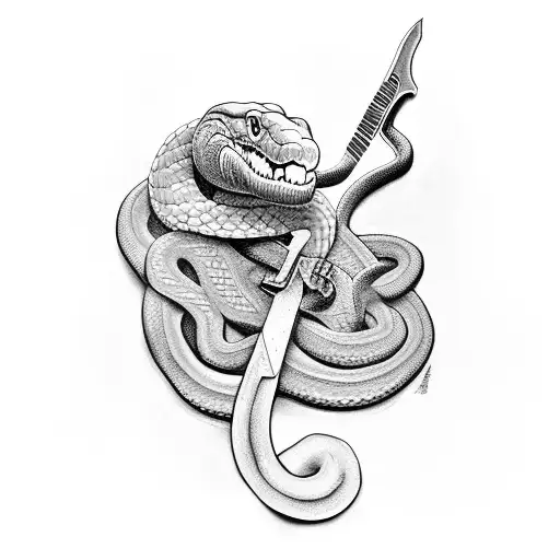 Hercules Holding Down A Snake By The Throat With A Knife And The Snake Wrapped Around Him