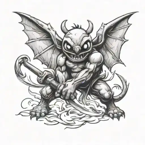 Stitch Demon Fighting Stitch Angel