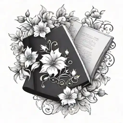 Open Book With Cosmo Flowers Wrapped
