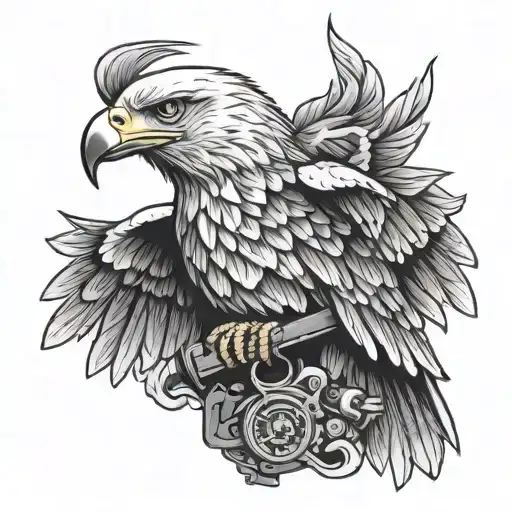 Bald Eagle Holding A Revolver