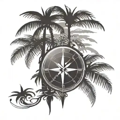 Compass Palm Tree Silhouette