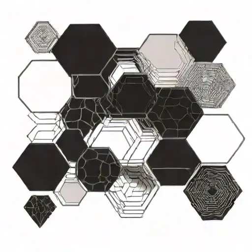 Hexagons Black Linework Minimalistic Pattern