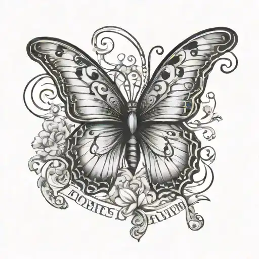 Butterfly With Phrase Fortes Fortuna Adiuvat Lettering