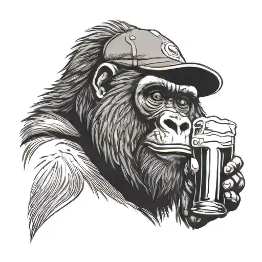 Mountain Gorilla Drinking A Beer