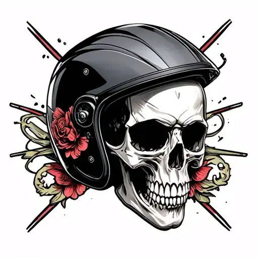 Motorcycle Helmet With Skull Inside