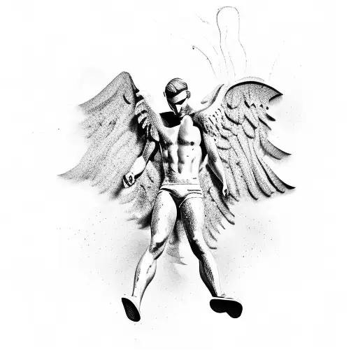 Art Sculpture Of Falling Male Angel