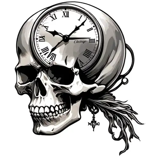 Living On Borrowed Time Skull Hand Clock