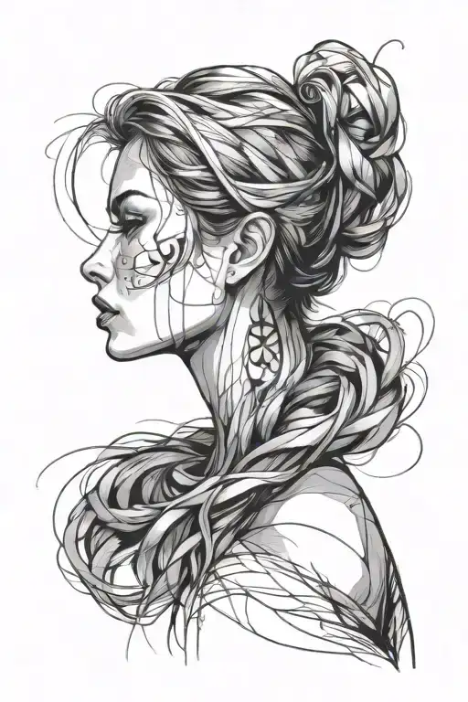 Abstract Potrait Girl Side Profile